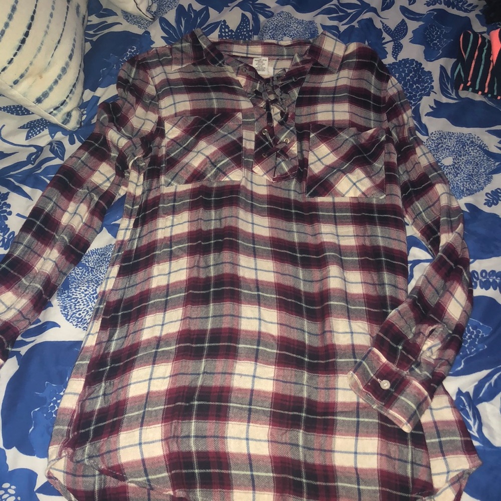 Flannel lace up tunic
